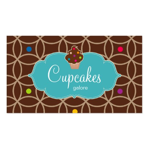 Cupcake Bakery Modern Dots Chocolate Blue Business Card Templates (front side)