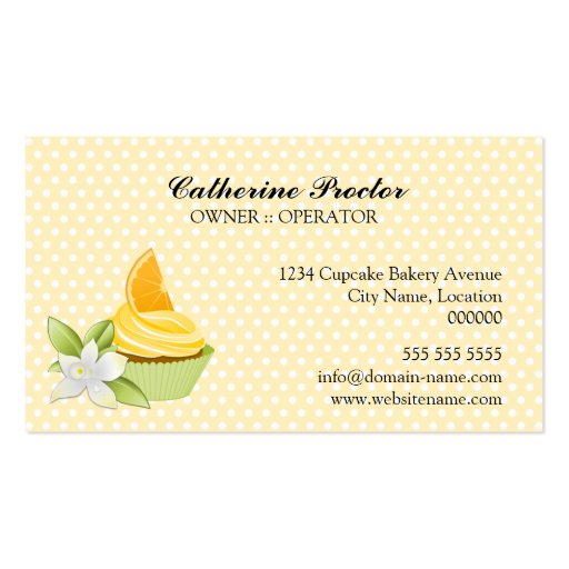 Cupcake Bakery Orange Slice Business Cards (back side)