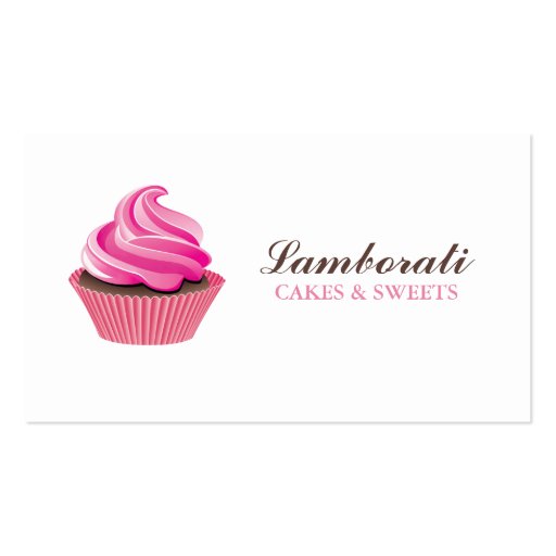 Cupcake Bakery Pink Elegant Modern Cute Business Card Templates (front side)