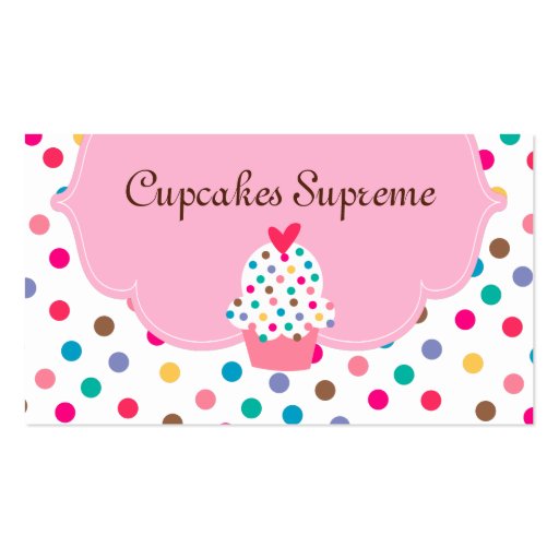 Cupcake Bakery Polka Dots Pink Heart Business Cards