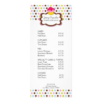 Cupcake Bakery Rack Card rackcard