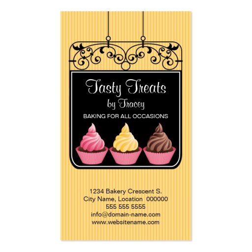 Cupcake Bakery Storefront Sign Business Cards (front side)