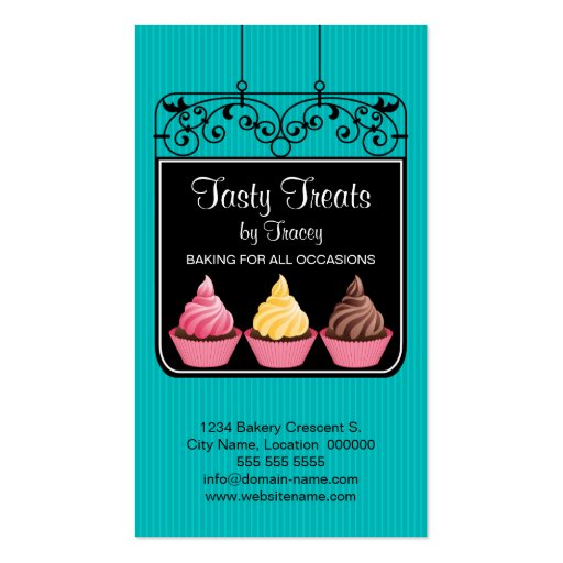 Cupcake Bakery Storefront Sign Business Cards (front side)