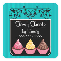 Cupcake Bakery Storefront Sign Square Stickers