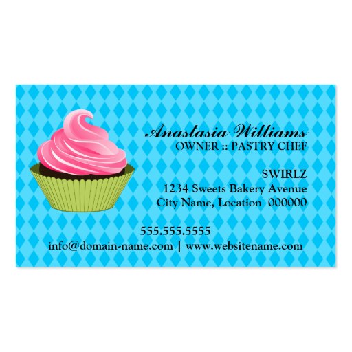 Cupcake Bakery Turquoise Business Cards (back side)