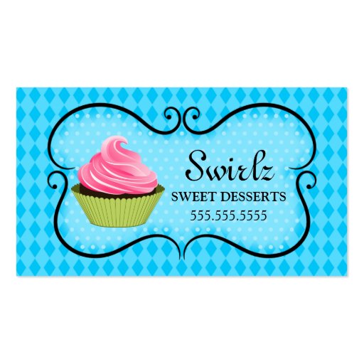 Cupcake Bakery Turquoise Business Cards (front side)