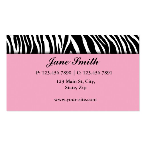 Cupcake Bakery Zebra Print Pink Elegant Modern Business Card (back side)