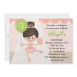 Cupcake Ballerina Birthday Brunette Custom Invitations