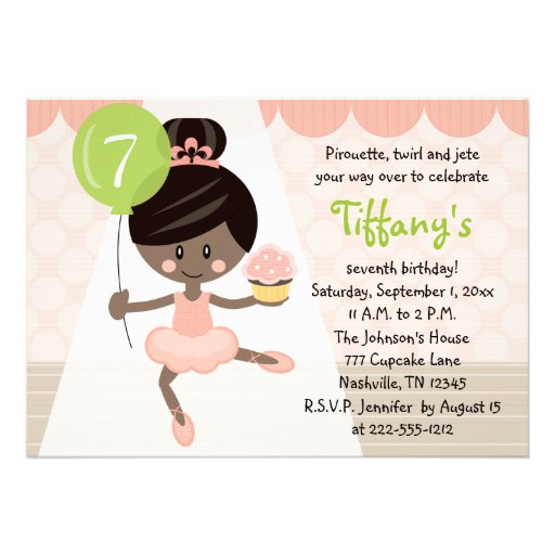 Cupcake Ballerina Birthday Invitation African Amer