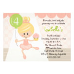 Cupcake Ballerina Birthday Invitations Blonde