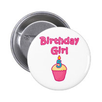 Cupcake Birthday Girl 5 buttons