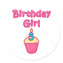 Cupcake Birthday Girl 5 stickers