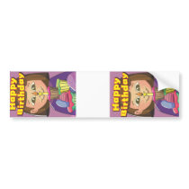 Cupcake birthday girl bumper stickers