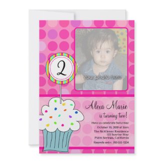Personalizable Custom Birthday Invite With Cupcake Design