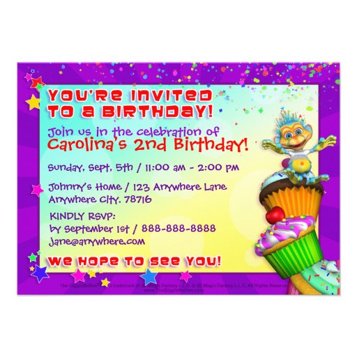 Cupcake Birthday Invite with "The GiggleBellies"