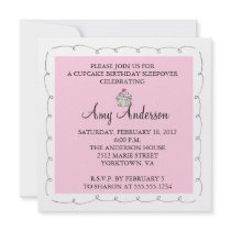 Cupcake Birthday Sleepover! Personalized Invite