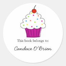 Cupcake Bookplate Labels Round Stickers