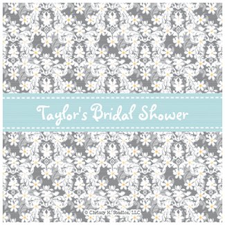 Blue Ribbon and Silver White and Yellow Daisy Background