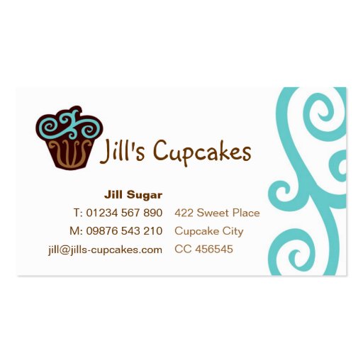 Cupcake Business Card (blue) (front side)