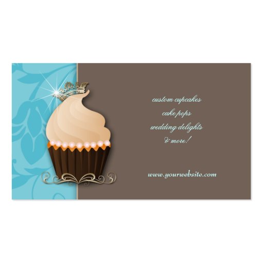 Cupcake Business Card Crown Blue Brown Cream (back side)