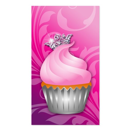 Cupcake Business Card Crown Classy Pink Purple (front side)