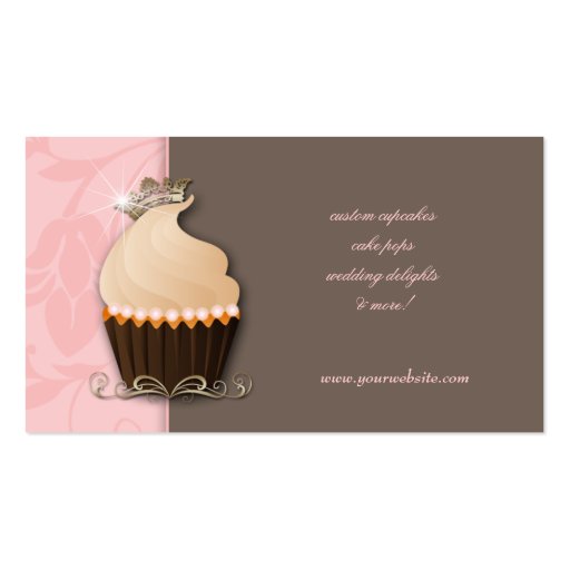 Cupcake Business Card Crown Pink Brown Cream (back side)