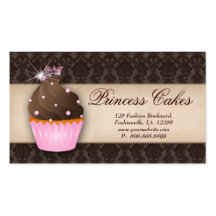 Cupcake Business Card Crown Pink Brown Dots