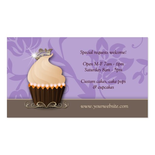 Cupcake Business Card Crown Purple Brown (back side)