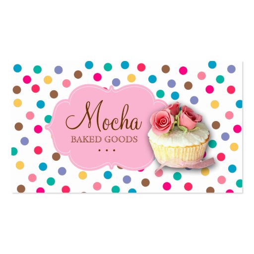 Cupcake Business Card Cute Polka Dots (front side)