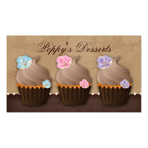 Cupcake Business Card Flower Pink Blue Purple (front side)