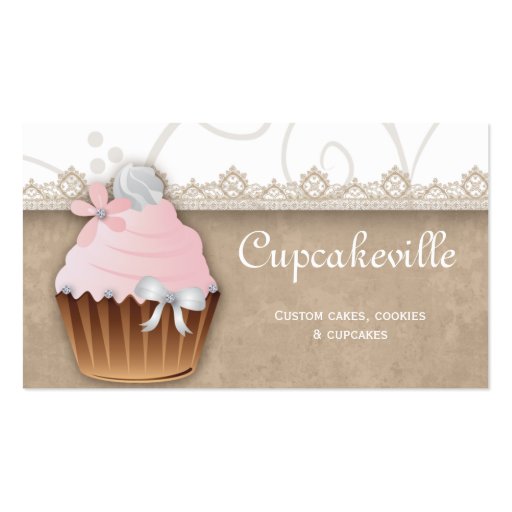 cupcake Business company  vintage Vintage Lace Card Cupcake