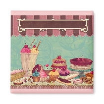 Cupcake Cake Party Sign Banner Fridge Magnets