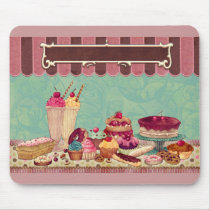 Cupcake Cake Party Sign Banner Mousepads