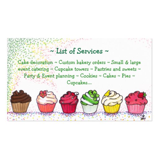 Cupcake Catering Business Card (back side)