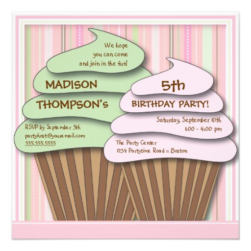Cupcake Celebration Birthday Party Invitation