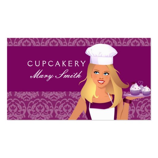Cupcake Damask Business Card (front side)
