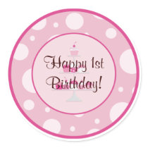 cupcake dots, Happy 1st Birthday! stickers by akhyatt cupcake dots, Happy 1st Birthday! stickers
