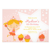 Cupcake Fairy  Birthday Party Invitation