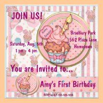 Cupcake First Birthday Invitations Announcements invitations