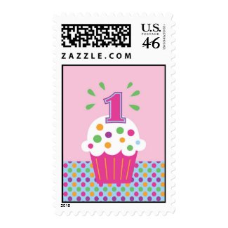 Cupcake First Birthday Postage