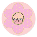 Cupcake Flower Round Sticker