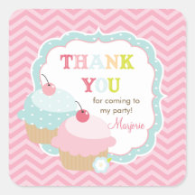 Cupcake Fun Colorful Thank you Favor Square Sticker