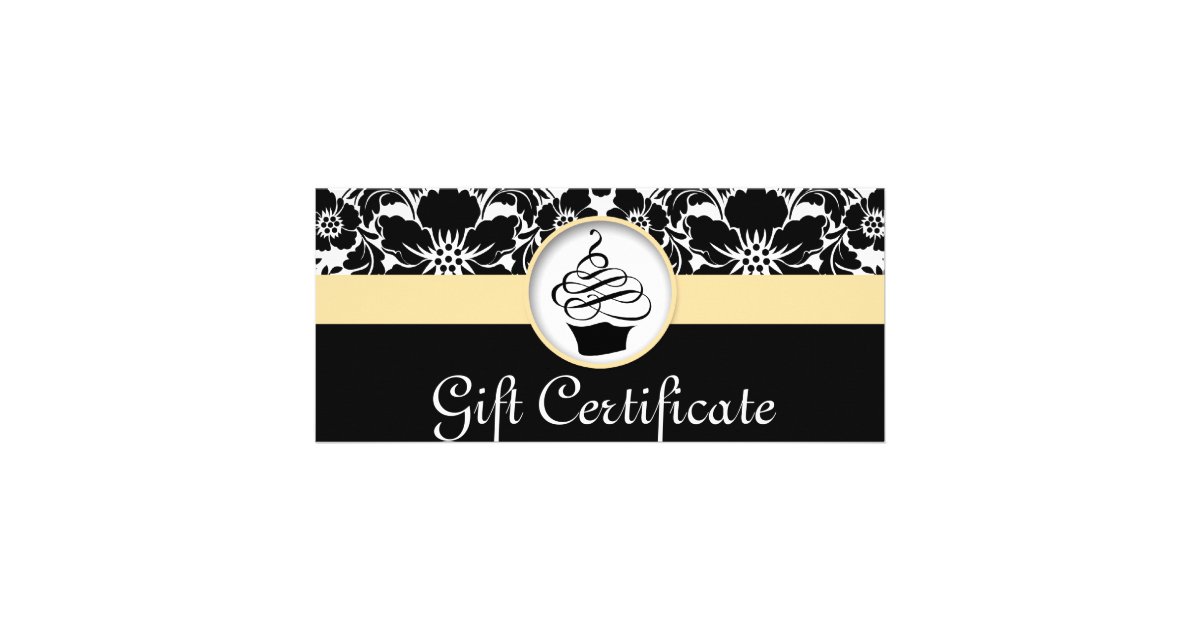 Cupcake Gift Certificate Floral Damask Yellow Zazzle