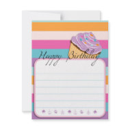 CUPCAKE HAPPY BIRTHDAY FLAT CARD invitation