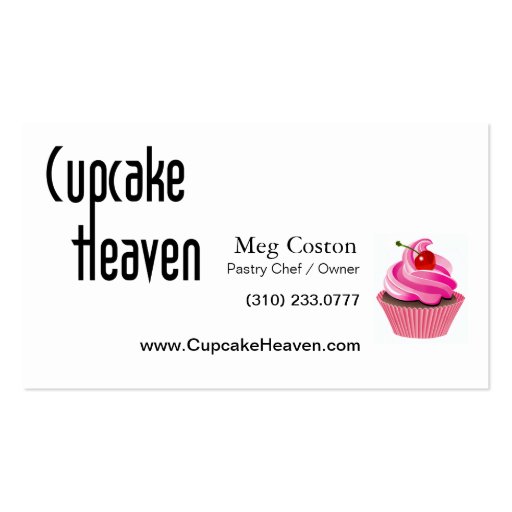 "Cupcake Heaven" - Confections Desserts Pastries Business Card Template (back side)