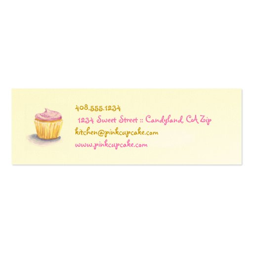 Cupcake Illustration Skinny Business Cards (back side)