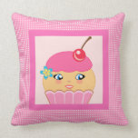 Cupcake Kawaii Pink Cute Character Square Pillow pillows