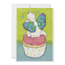Cupcake Kitty Fairy Birthday Invitation invitations