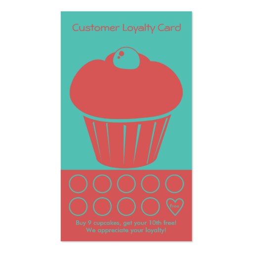 Cupcake Loyalty Business Card Punch Card (front side)
