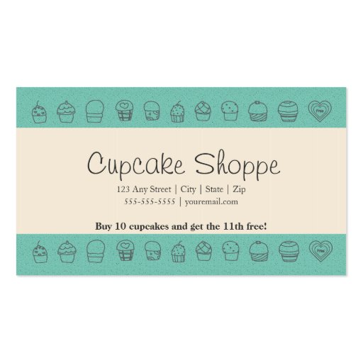 Cupcake Loyalty Business Card Punch Card